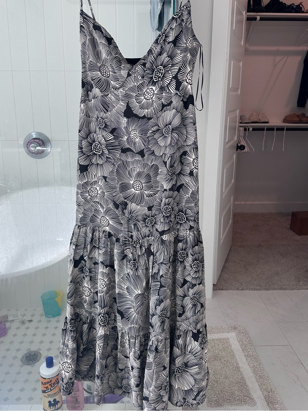 Express Black & White Floral Maxi Slip Dress